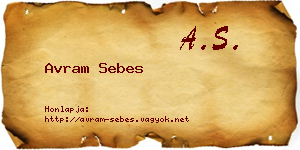 Avram Sebes névjegykártya